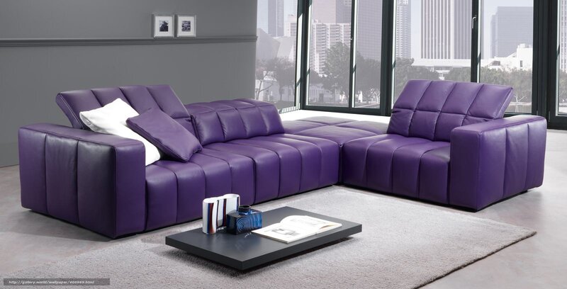 purple sectional sofa in modern living room