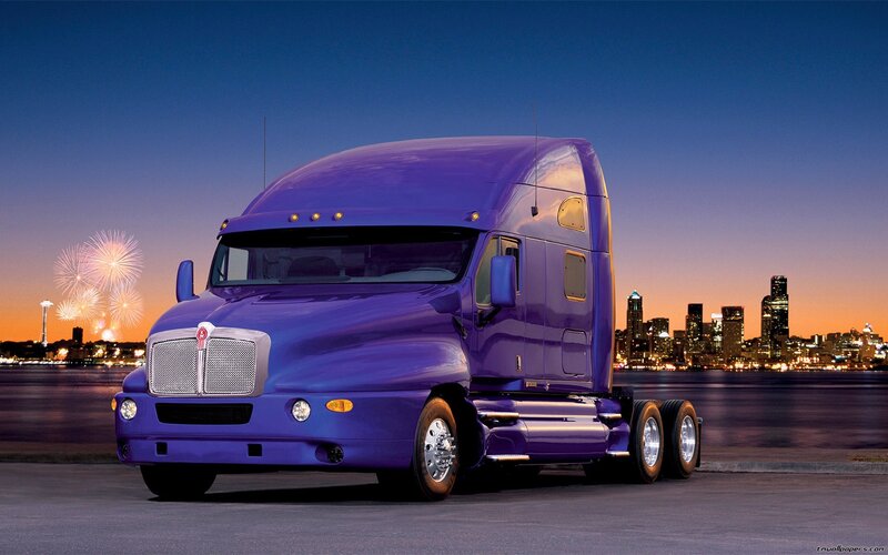 Purple Semi-truck — Dramatic, Sunset