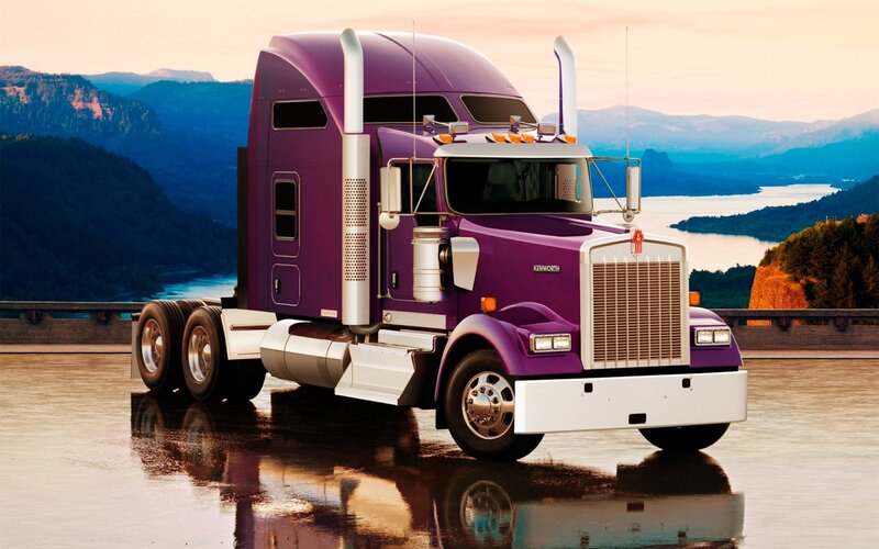 Purple Semi-truck — Serene, Sunset