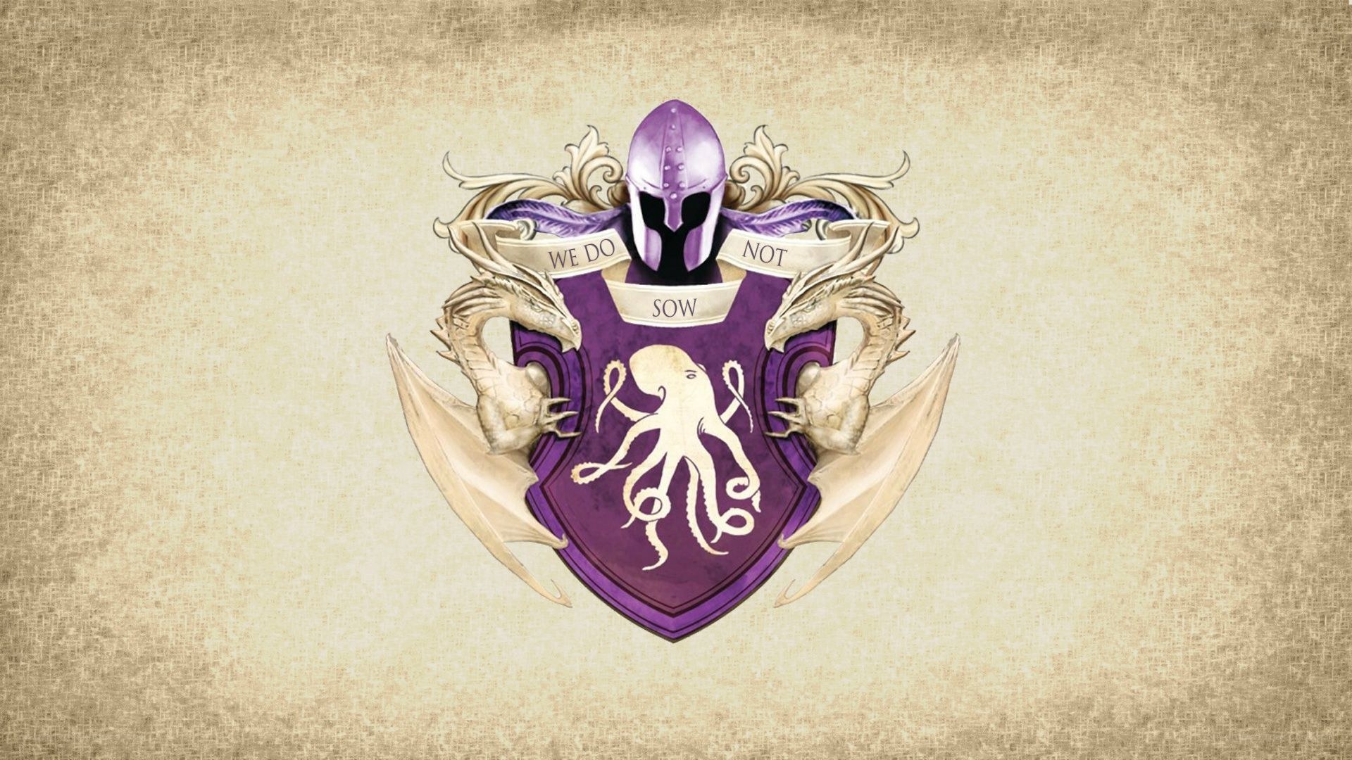 purple shield with octopus and helmet