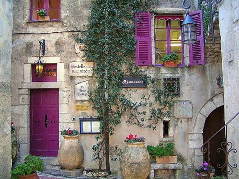 Purple-shuttered Building