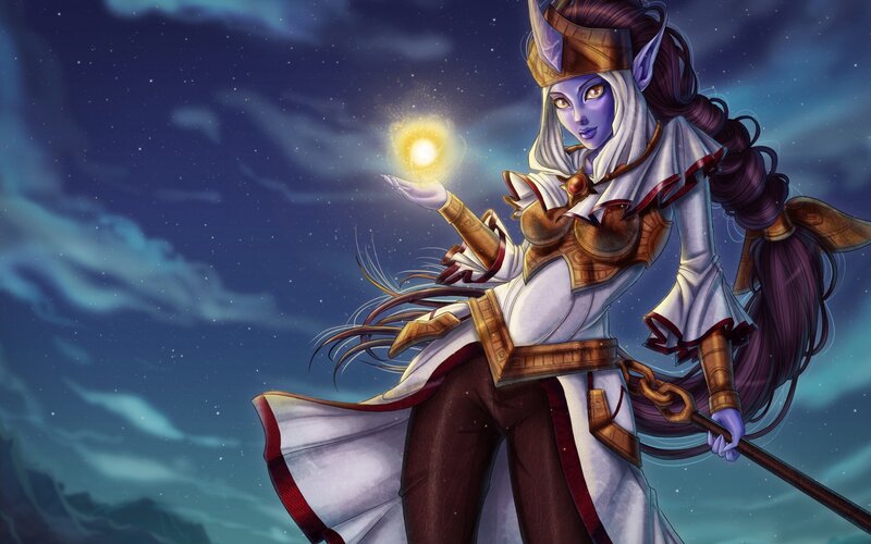 Purple-skinned Elf Woman — Blue