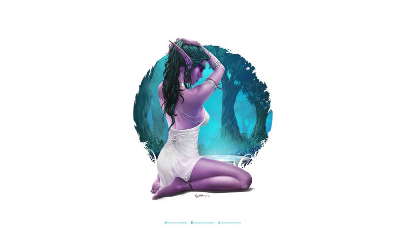 Purple-skinned Elf Woman — Purple, Serene