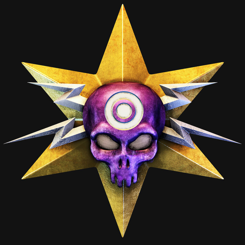 purple skull star emblem