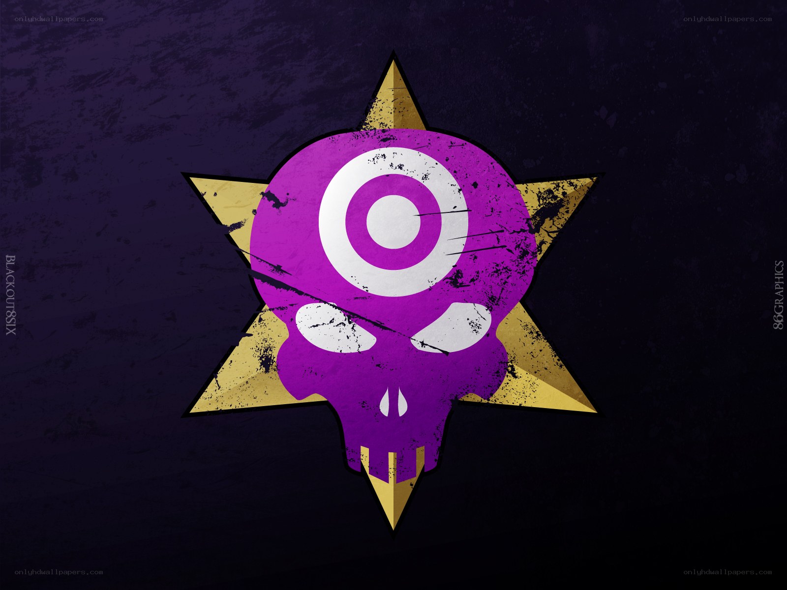 Purple skull star logo
