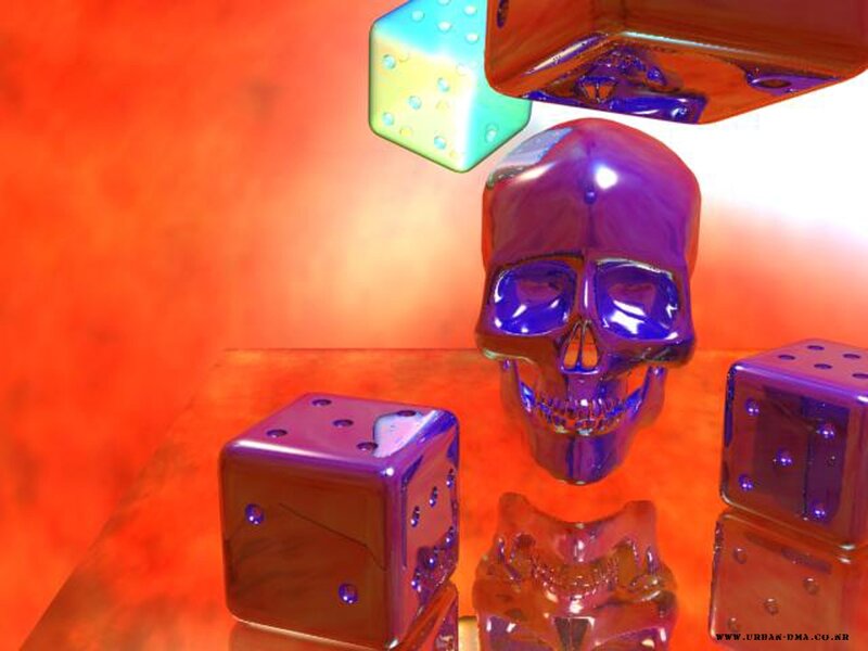 Purple Skull with Dice