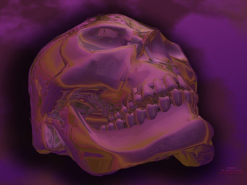 Purple skull with distorted texture