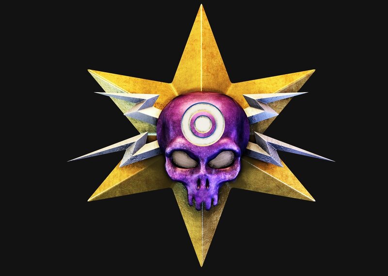 Purple Skull with Golden Star