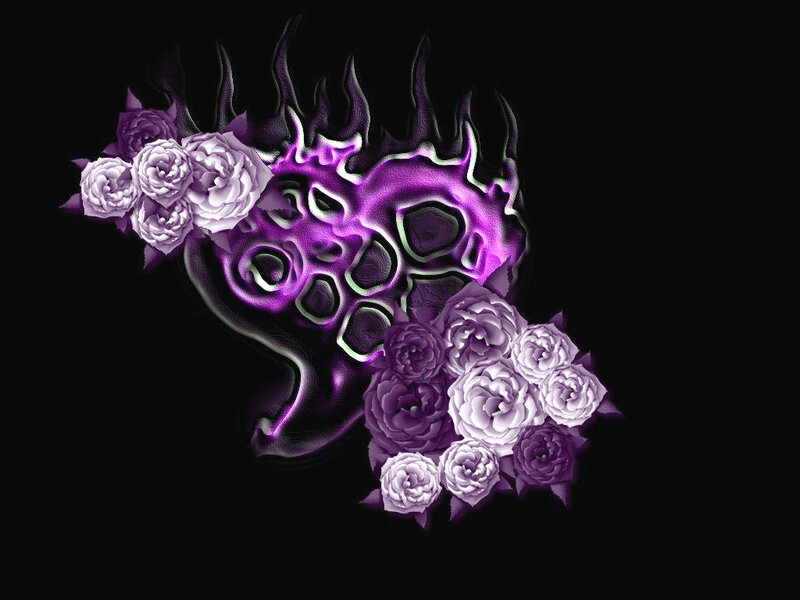 Purple Skull with Roses