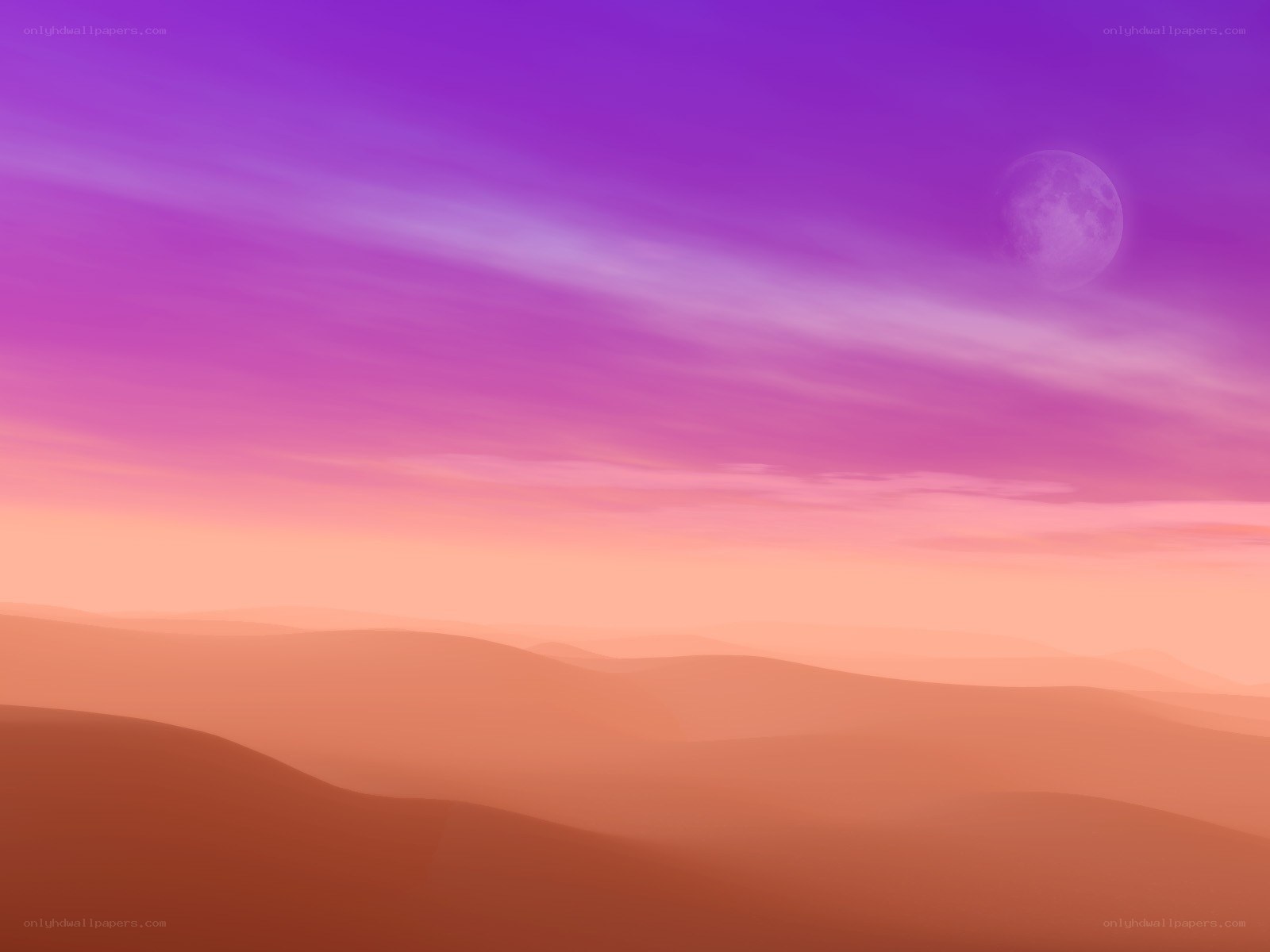 Purple sky desert landscape