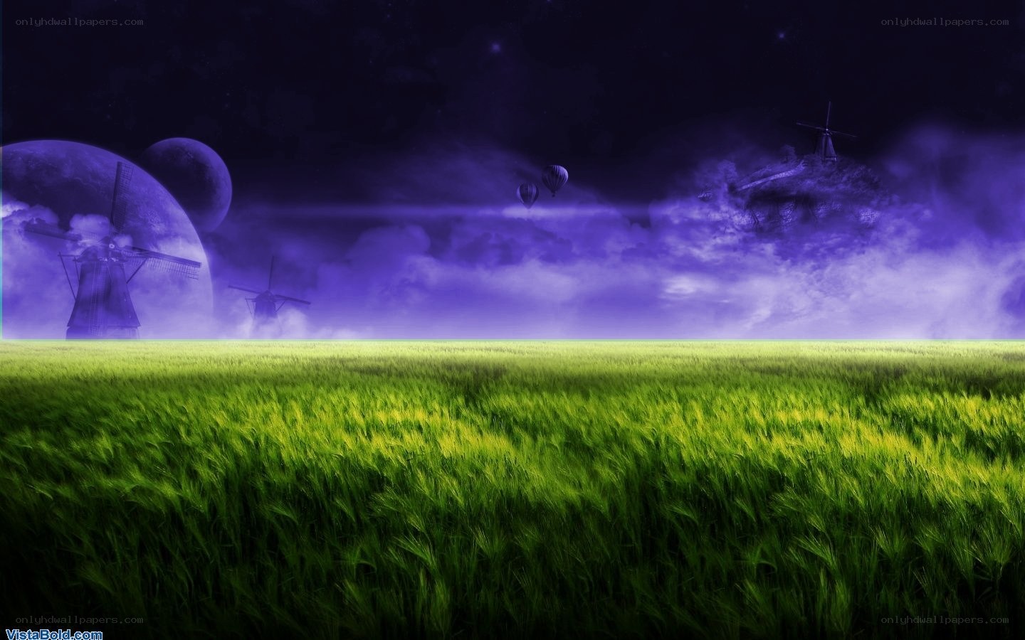 Purple sky field landscape