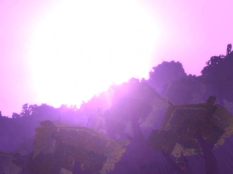 purple sky forest scene