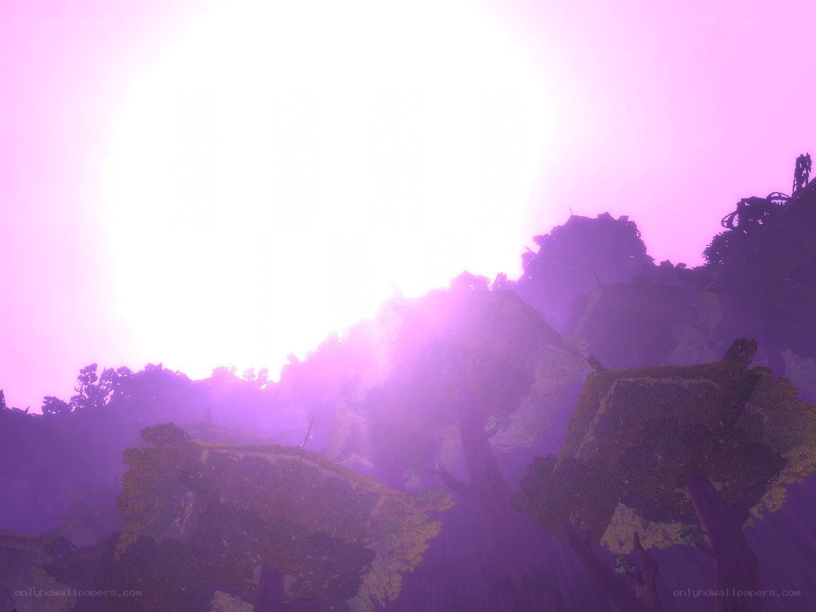 purple sky forest scene