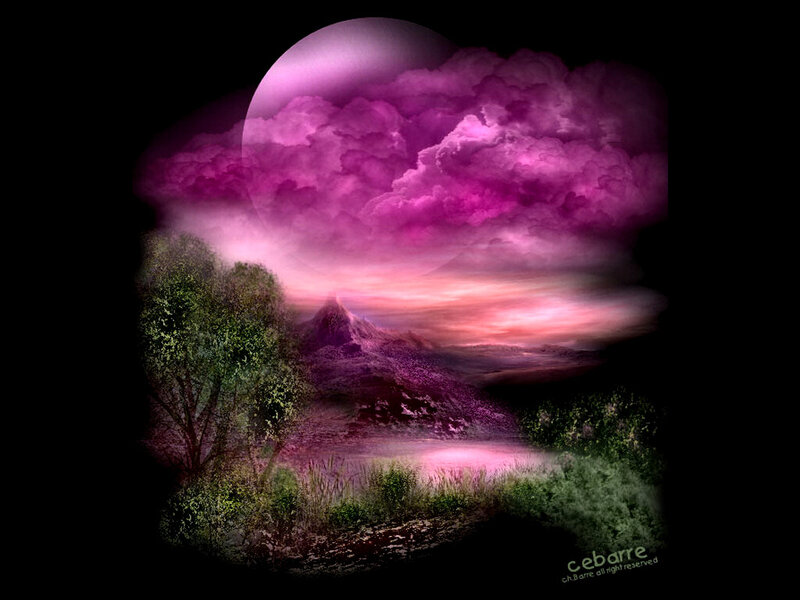 Purple Sky Landscape — Dramatic