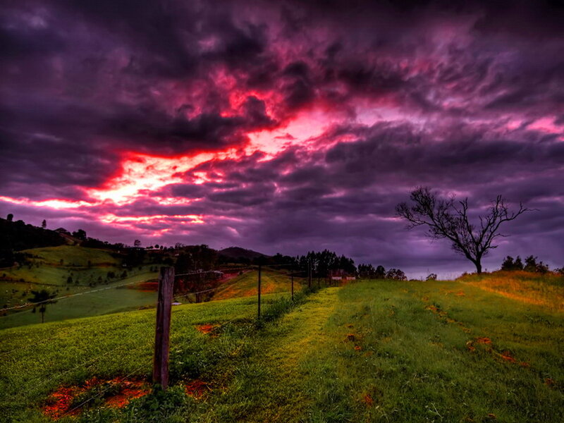 Purple Sky over Hills — Dramatic