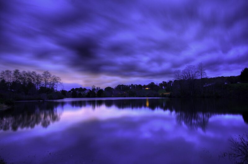 Purple Sky over Lake — Dramatic, Night