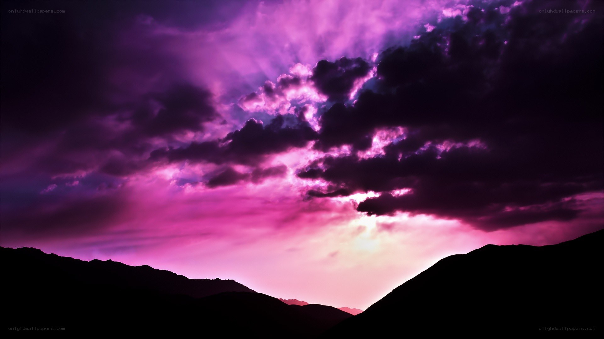 purple sky over mountains