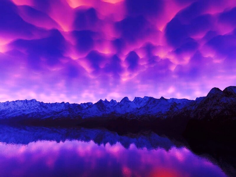 Purple sky over mountains