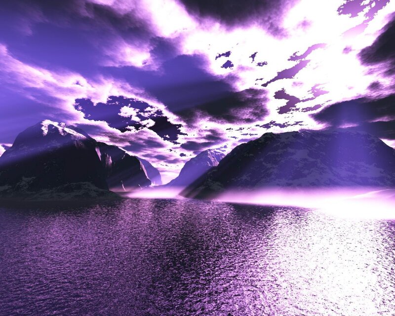 Purple Sky over Mountains — Dramatic, Night, Digital Art