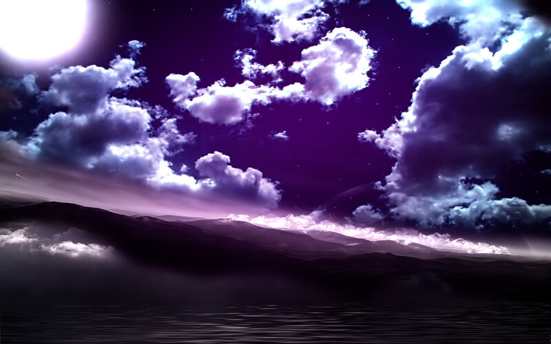 Purple Sky over Mountains — Dramatic, Night