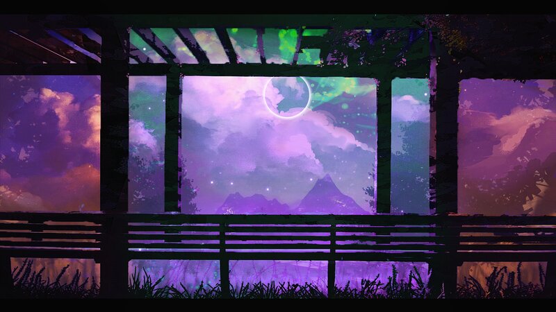 Purple Sky over Mountains — Serene