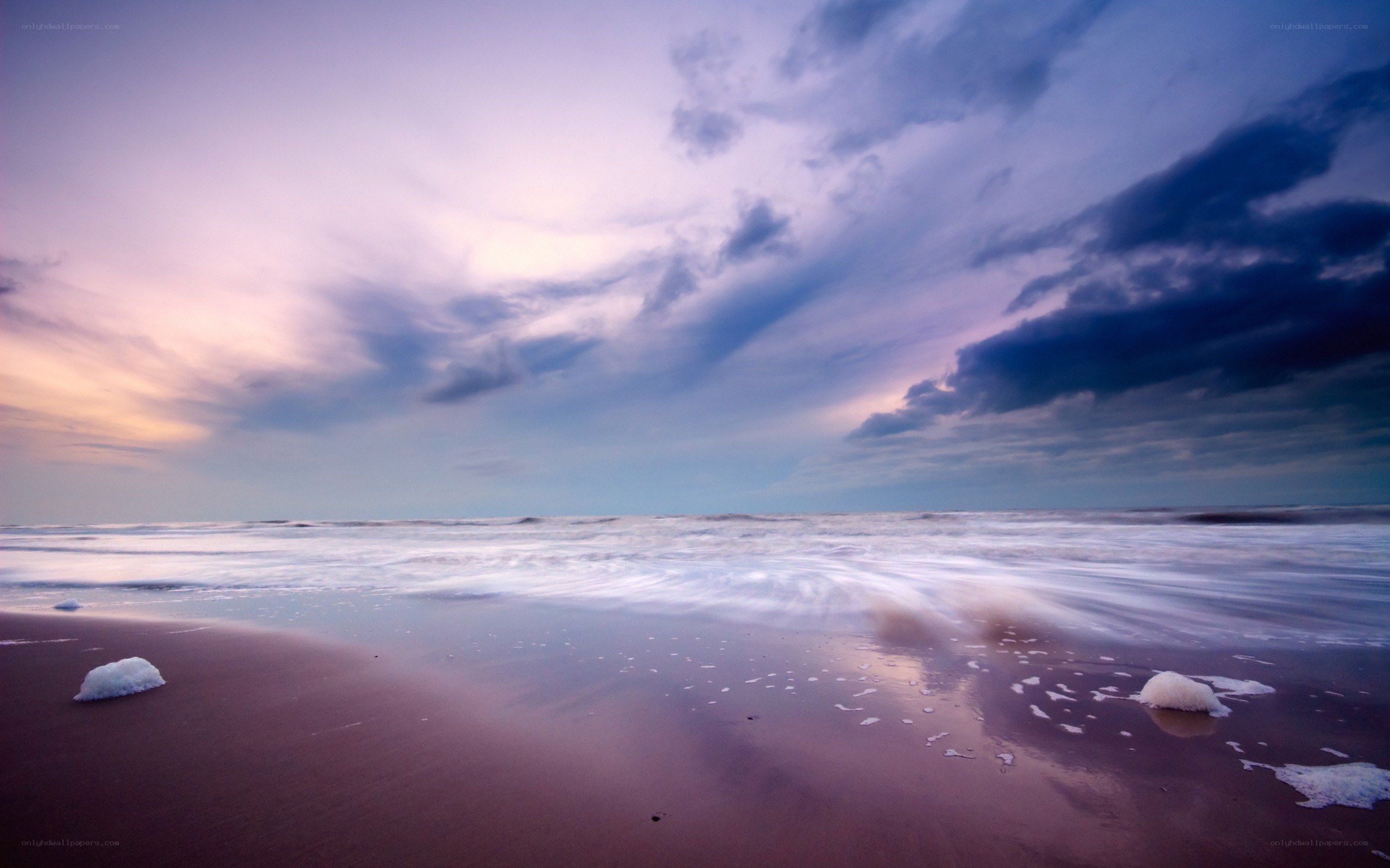Purple sky over the beach