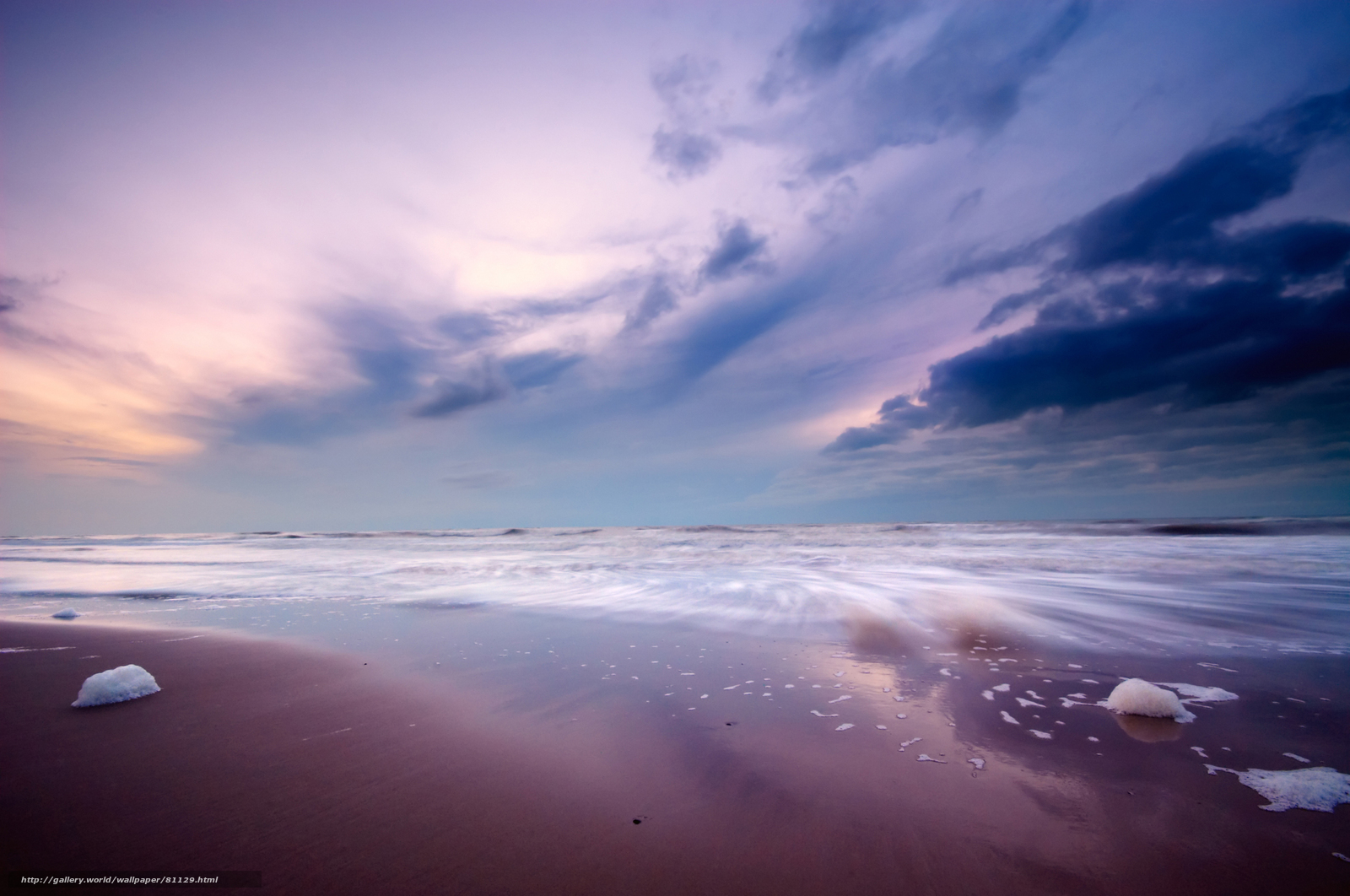 Purple sky over the beach