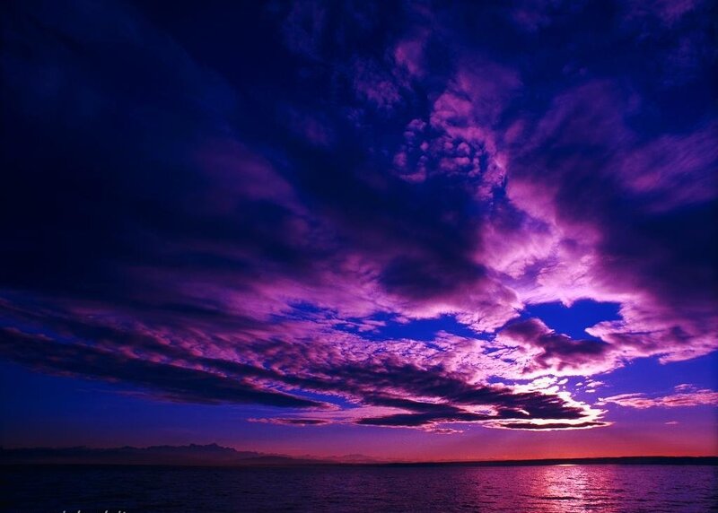 Purple Sky over Water — Dramatic, Sunset, Photograph