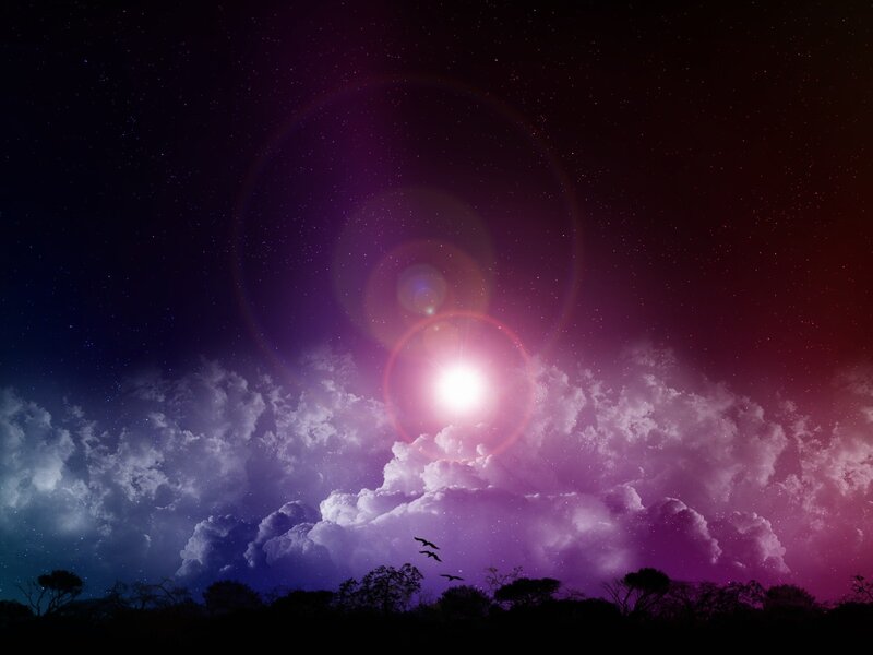 purple sky with glowing light
