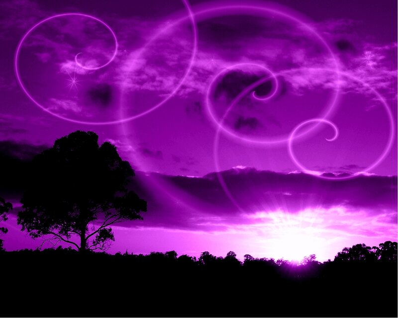 purple sky with glowing swirls