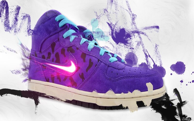 Purple Sneaker with Glowing Logo