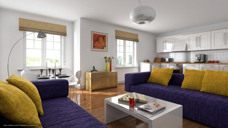 Purple Sofa in Living Room — Bright