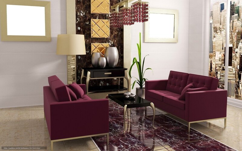 Purple Sofas in Living Room