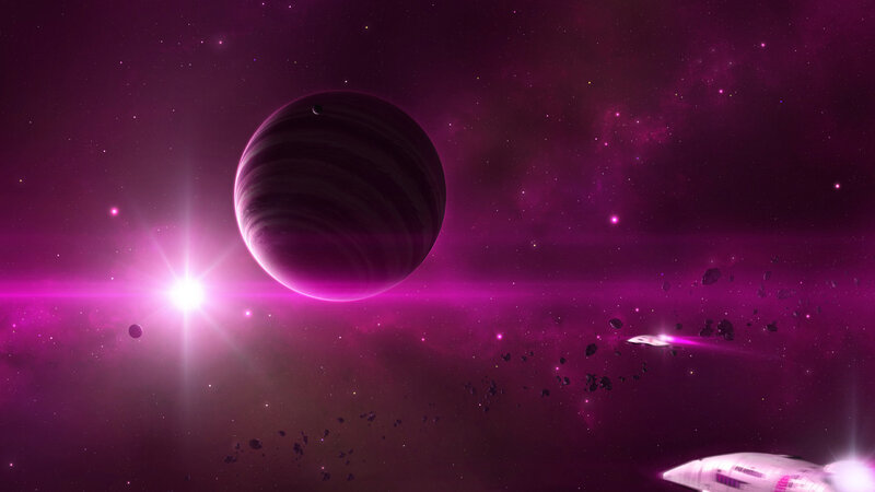 Purple space planet scene