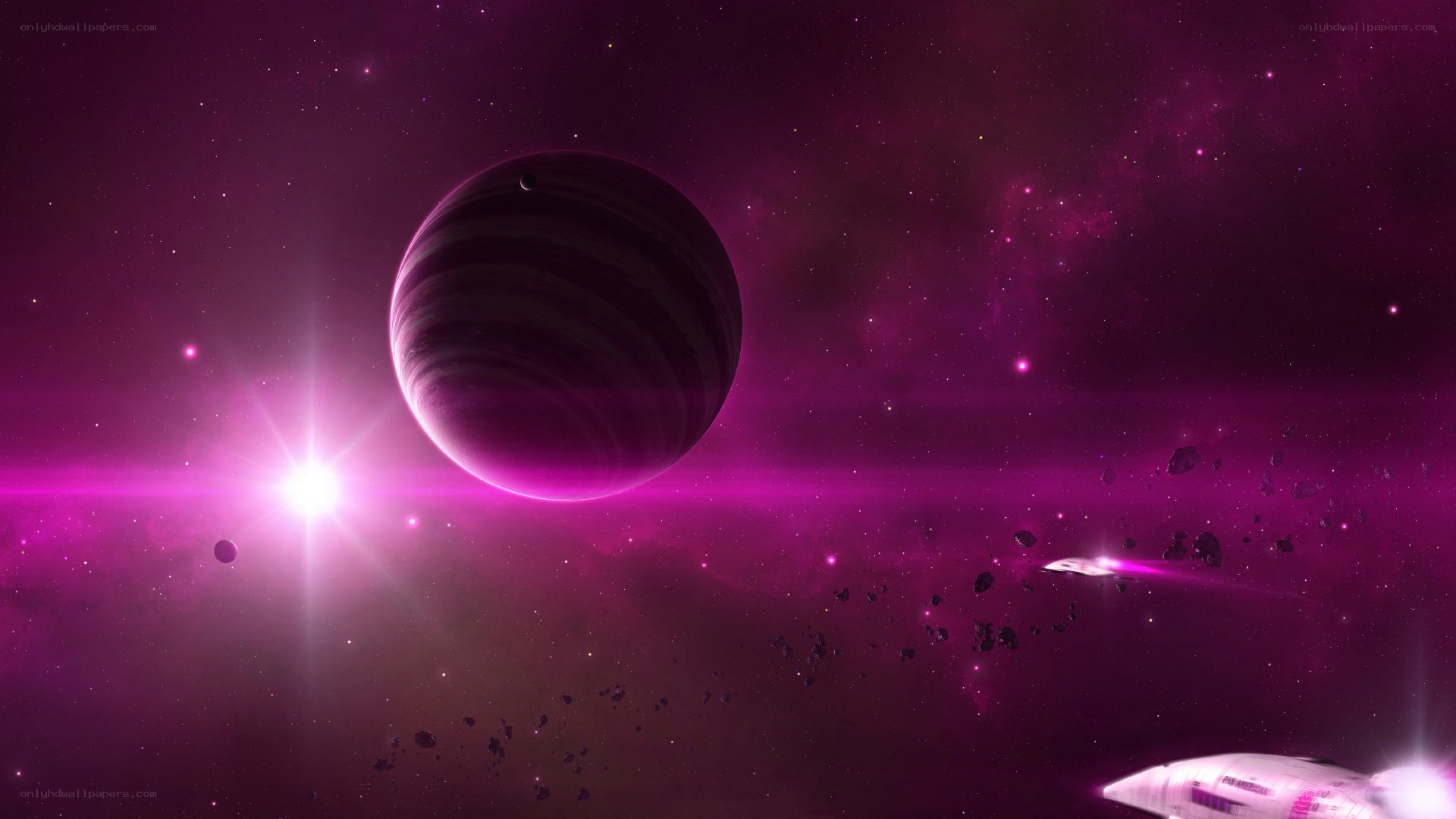 Purple space planet scene