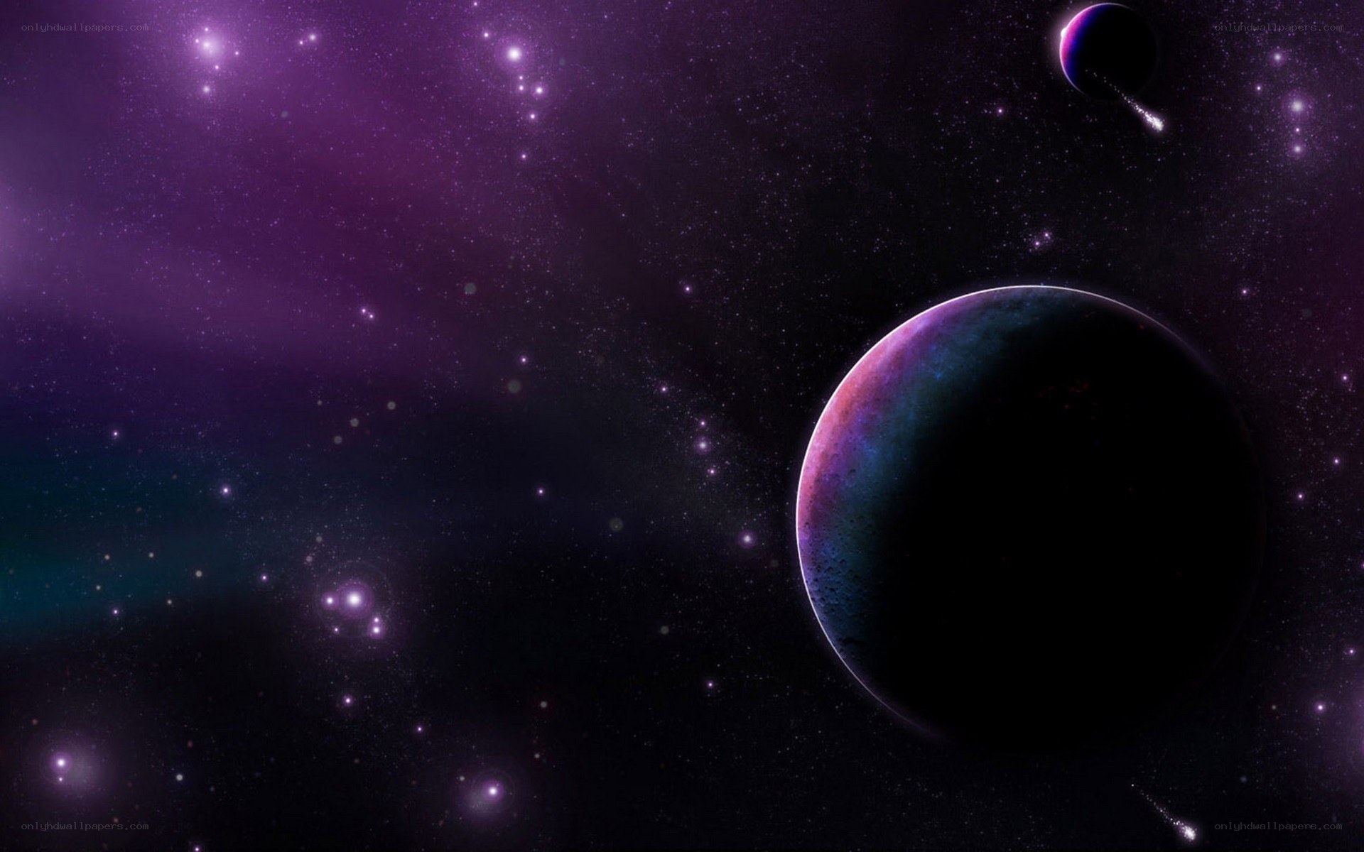 Purple space planet scene