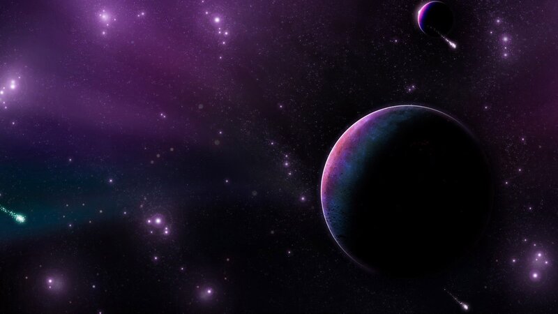 Purple space planet scene
