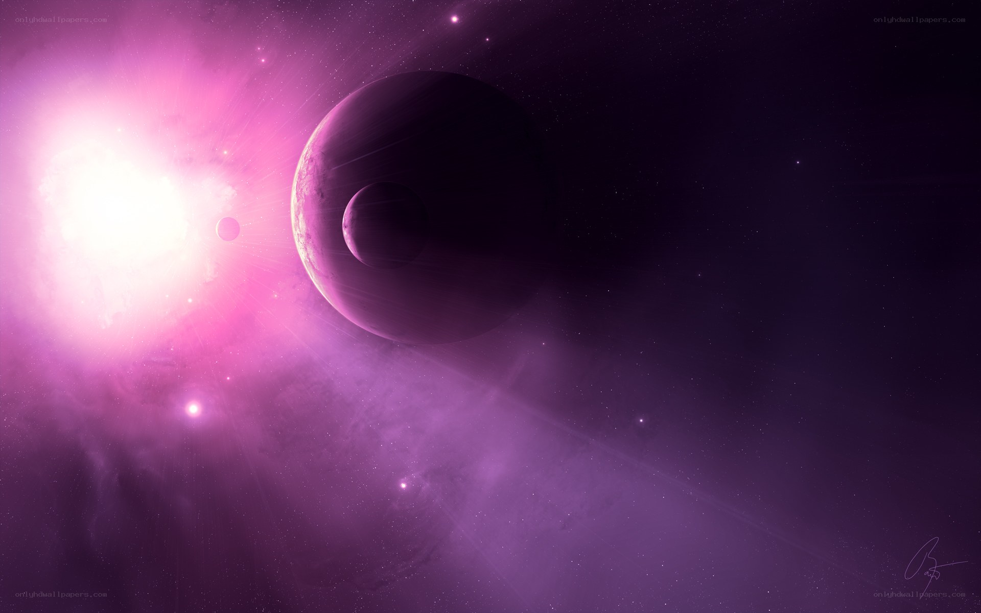 Purple space planet scene