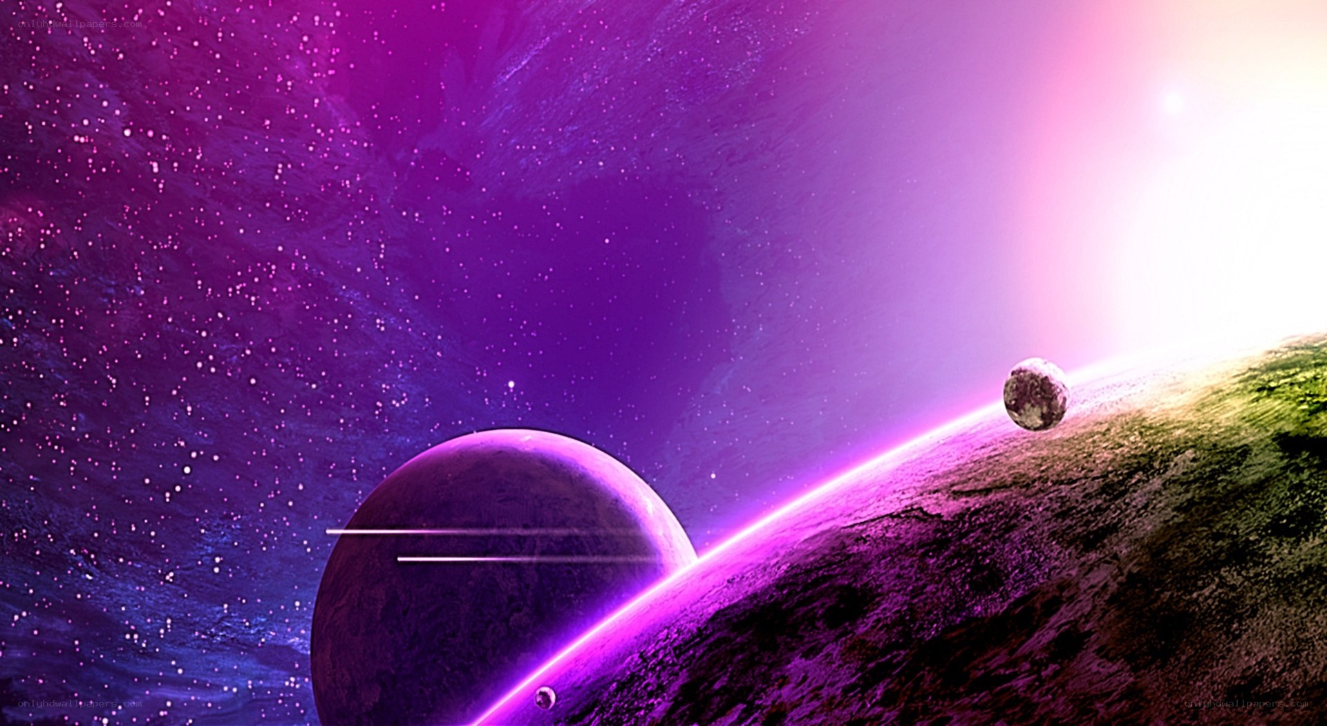 Purple space planet scene