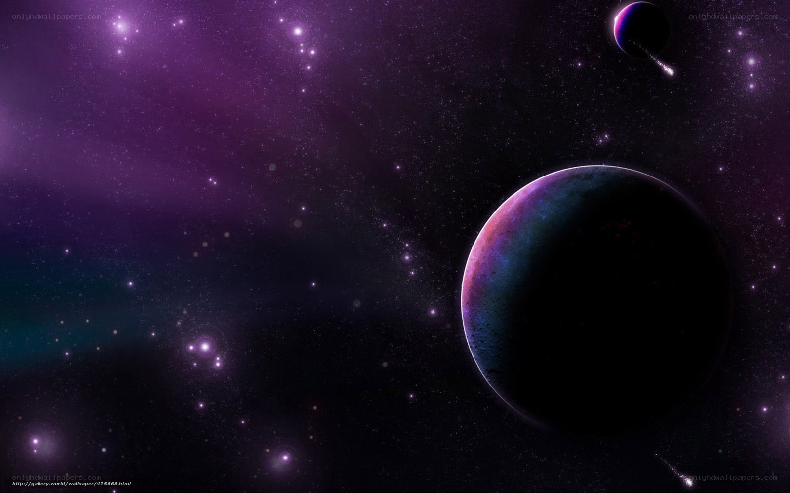 Purple space planet scene