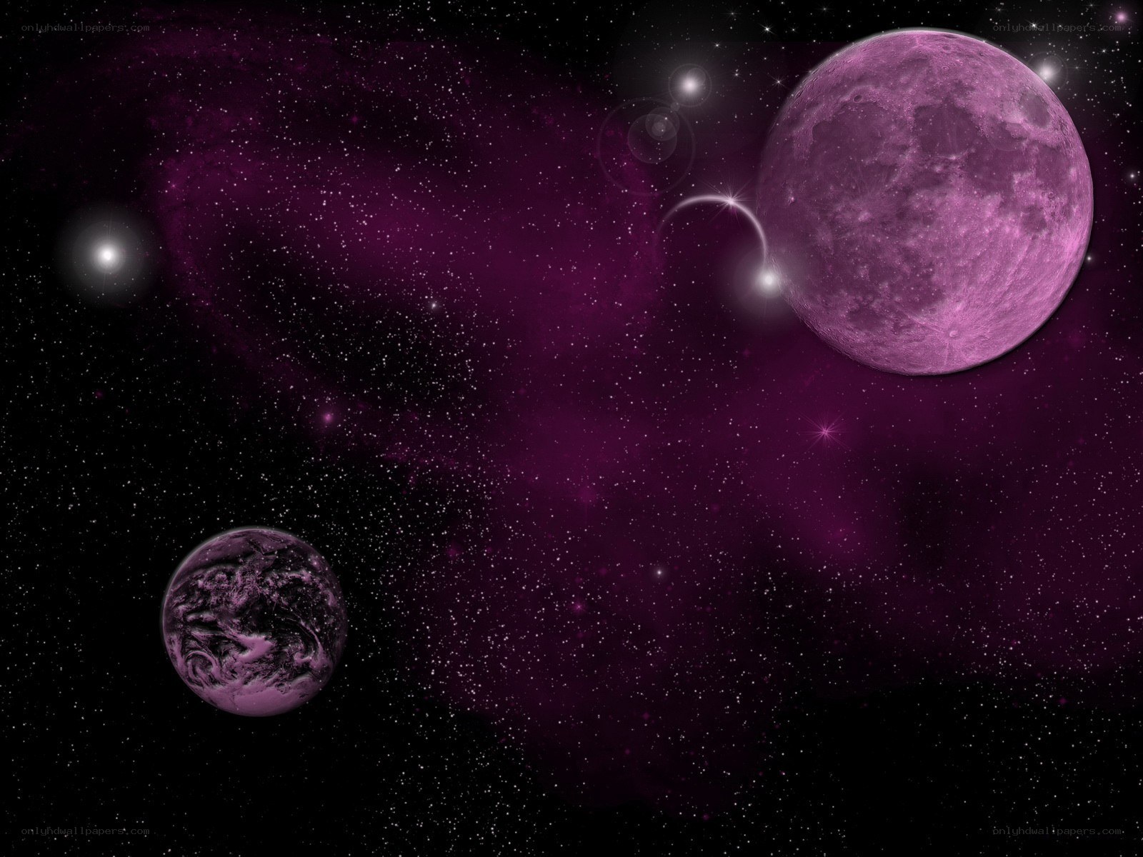 Purple space planets