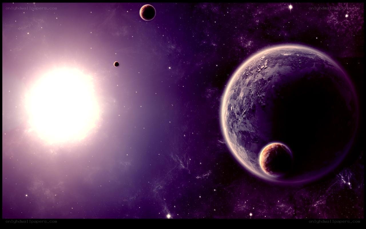 Purple space with planets
