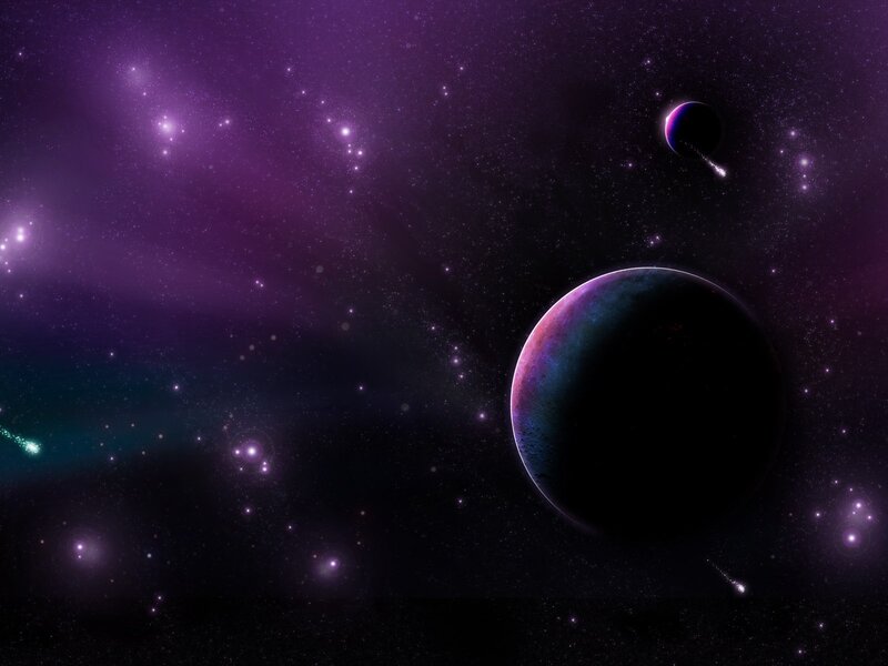 Purple space with planets