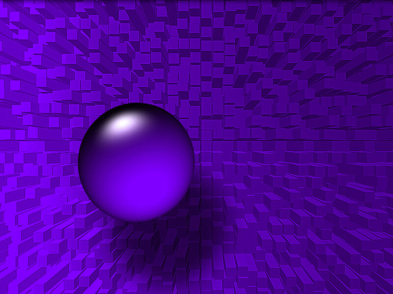 purple sphere in geometric tunnel
