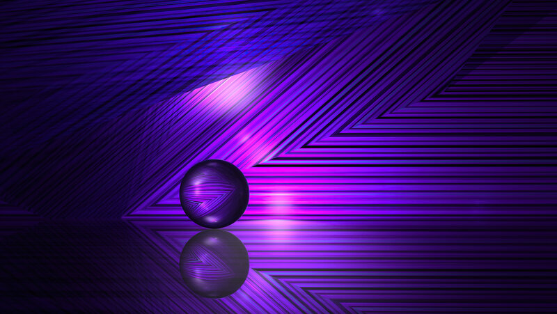 Purple Sphere on Reflective Surface
