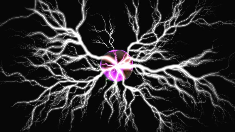 Purple Sphere with Lightning — Black
