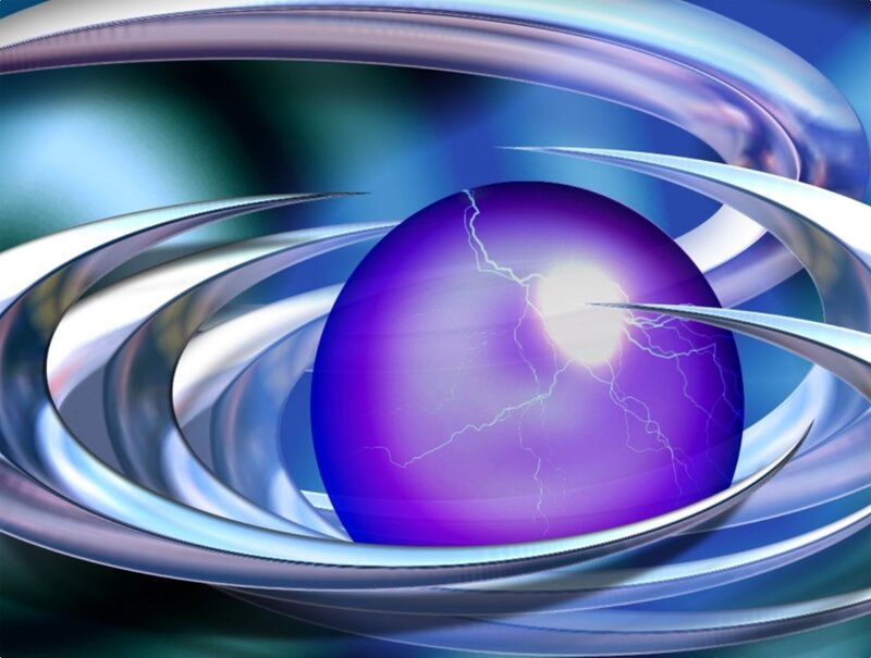 purple sphere with lightning