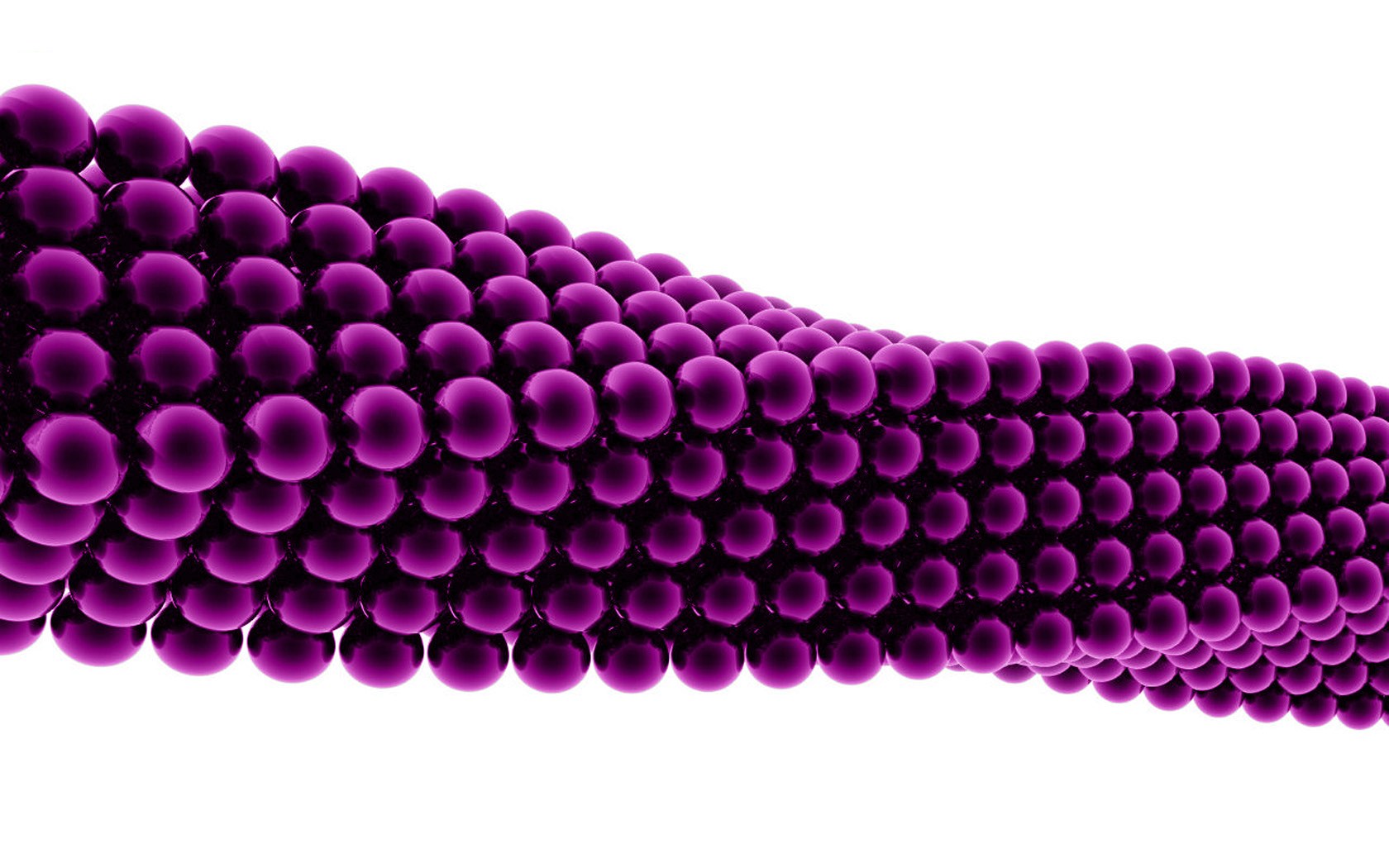purple spheres in a row