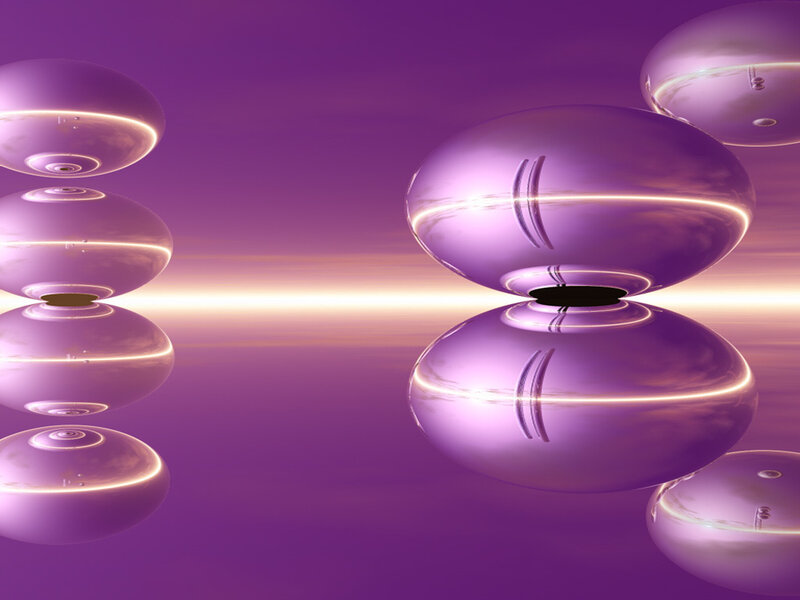 purple spheres in abstract space