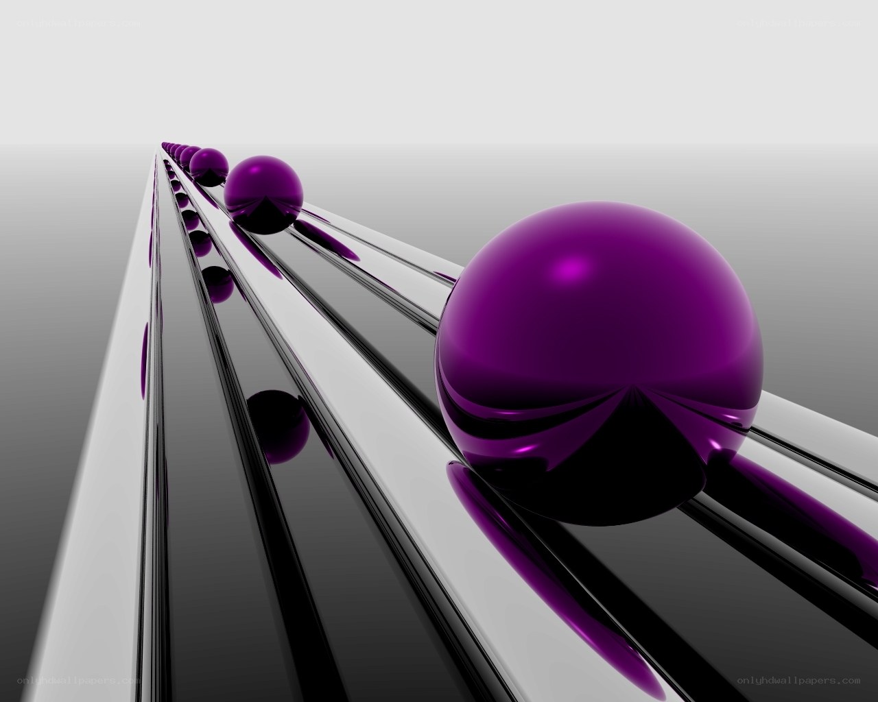 Purple spheres on a track